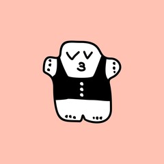 Cute kawaii cartoon character, hand drawn doodles illustration.