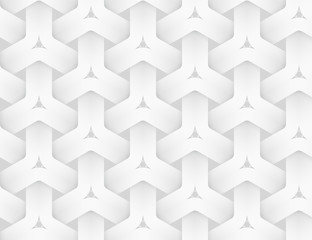Vector seamless pattern of braided hexagonal bands. White texture illustration.