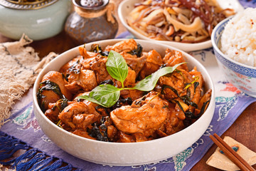 San Bei Ji - Fried chicken with wine,sesame oil and soy sauce, a popular chinese dish  