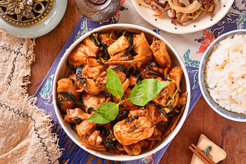 San Bei Ji - Fried chicken with wine,sesame oil and soy sauce, a popular chinese dish  