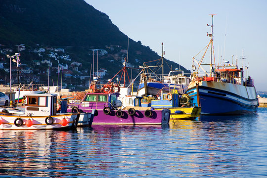 Colourful scene at Kalk Bay Harbour, Cape Town