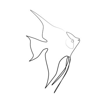 Fish one line shape vector
