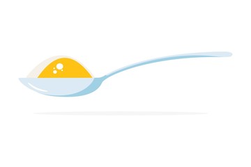 Spoon with sugar salt icon. Teaspoon side view powder for tea or coffee.