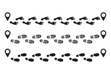 Tracking track footprints human shoes shoe sole funny feet footsteps paws people silhouette follow vector eps route steps sign foot Walks Walking wallpaper banner poster footmark fun funny navigation