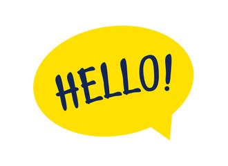 Cartoon Yellow Speech Bubble or Dialogue Balloon with The Word Hello Greeting Icon for Comic Apps and Websites