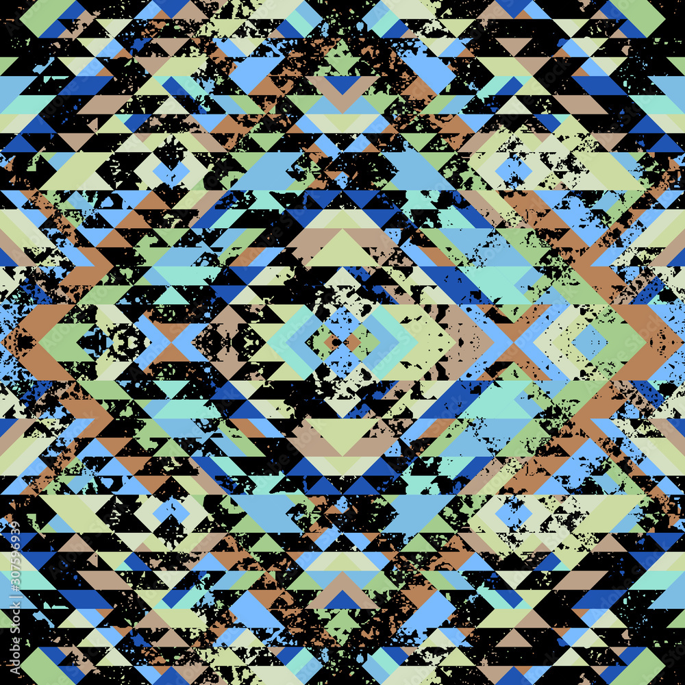 Fototapete Seamless pattern of a triangles.. Aztec ornament. Vector image.