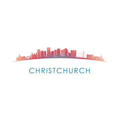 Christchurch skyline silhouette. Vector design colorful illustration.