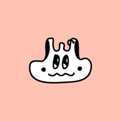 Cute kawaii cartoon character, hand drawn doodles illustration.