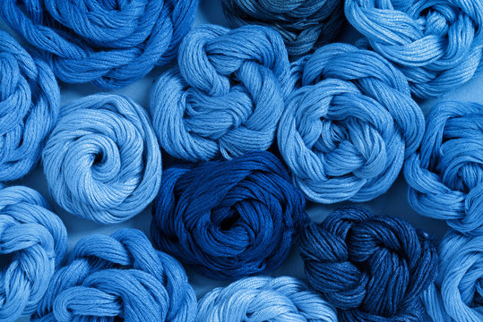 Blue classical threads for needlework