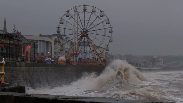 Very rough seas at Bridlington, North Yorkshire, UK.