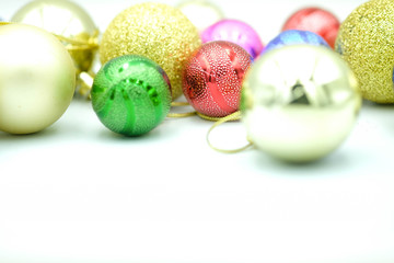 The colorful ball with white free space using as christmas and background or wallpaper concept