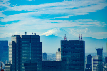 Fototapeta premium 東京上空と富士山
