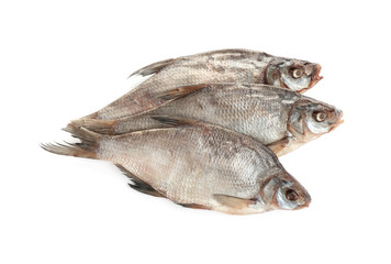 Tasty dried fish isolated on white. Seafood