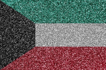Kuwait flag depicted on many small shiny sequins. Colorful festival background for party