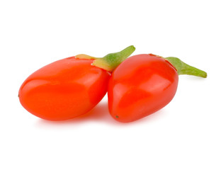 Goji Berry. Full Depth of Field. Isolated on White Background.