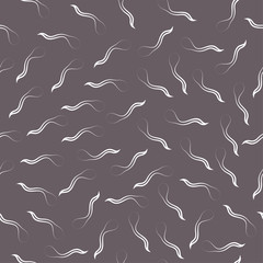  Seamless pattern: abstract wavy lines in the shape of a sperm on a gray background. vector. illustration