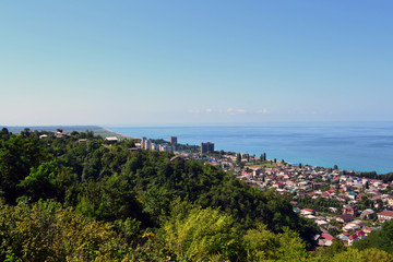 Picturesque panorama of the sea town from a height