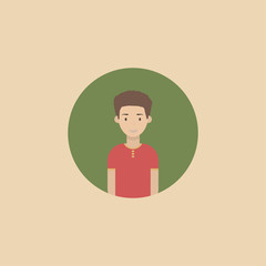 Image of the head and torso of a young man in a flat style. Vector