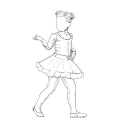 white background, sketch girl dancing