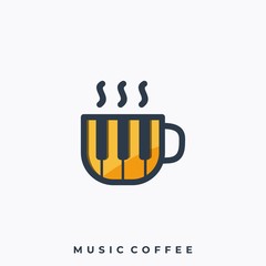 Music Coffee Illustration Vector Template