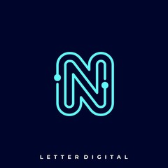 Letter Circuit Illustration Vector Template