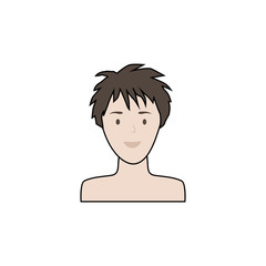 Head of a young smiling woman. Female avatar. Vector illustration