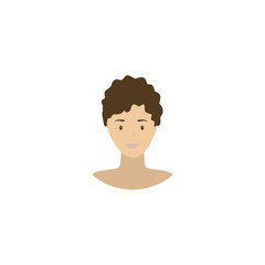 Head of a young smiling woman. Female avatar. Vector illustration