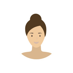 Head of a young smiling woman. Female avatar. Vector illustration
