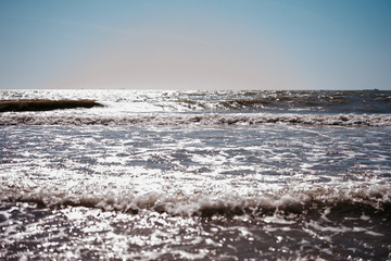 sea ​​waves against the sky, horizon