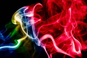 multicolored smoke photo aginst balck background