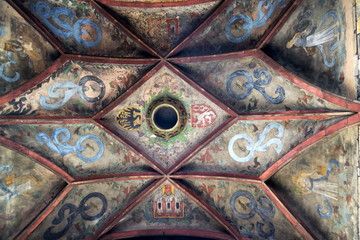 Coat of arms on the Old Town Bridge Tower guarding end of the Charles Bridge and entrance to Old...