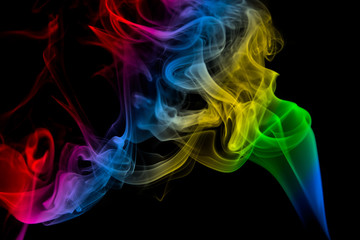 Obraz premium multicolored smoke photo aginst balck background