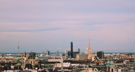 Vienna skyline with the view on Stefansdome, beautiful gentle sky