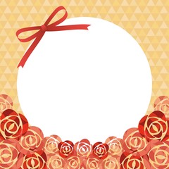 赤いリボンとバラの花のバレンタインフレーム