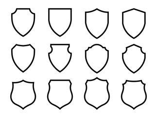 Vector Shield icon. Heraldic shields, security black labels. Knight award, medieval royal vintage badges isolated vector.