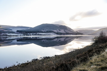Mountains and lake in the Scottish Borders
