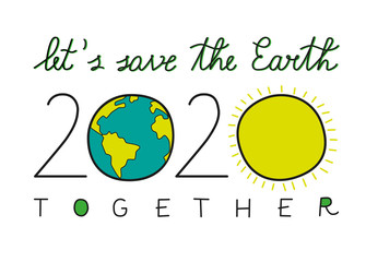 2020 New Year Card with an Environmental Message: Let's Save The Earth Together