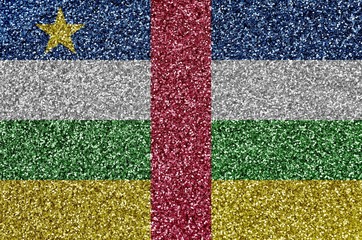 Central African Republic flag depicted on many small shiny sequins. Colorful festival background...