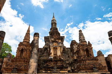 Fototapeta premium View of Buddha statue in Sukhothai temple, Thailand 2019