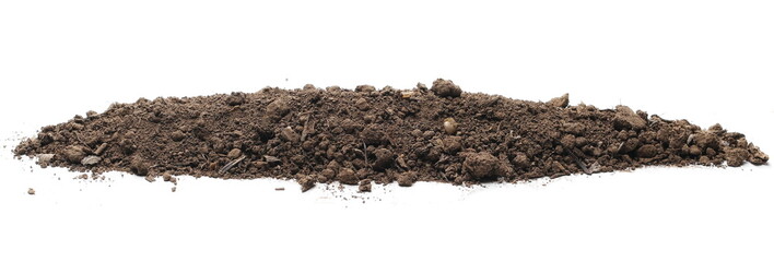 Dirt, soil pile isolated on white background