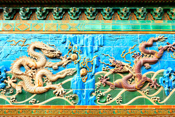 Chinese glazed tile dragon sculpture