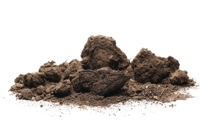 Dirt, soil pile isolated on white background