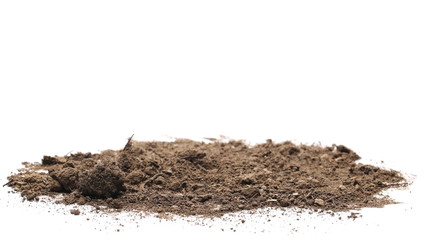 Dirt, soil pile isolated on white background