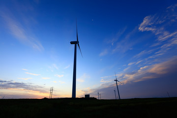 Wind turbines in the evening