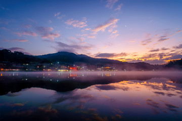 MAE HONG SON, THAILAND - NOVEMBER 24, 2019: Ban Rak Thai Village in sunrise, a Village of Chinese settlement in Mae Hong Son province, Northern Thailand and nearly Myanmar(Burma) border