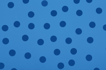 Coral confetti on contrast background  in trendy blue toning. Main color trend for 2020 year.