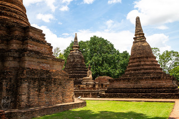 Fototapeta premium View of Buddha statue in Sukhothai temple, Thailand 2019