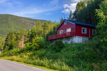 There is a house in forest at the end of city Otta. Norway