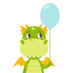 Cute dragon with a baloon.