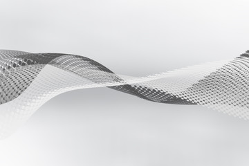 Futuristic halftone wave background. Digital dots white and grey design.